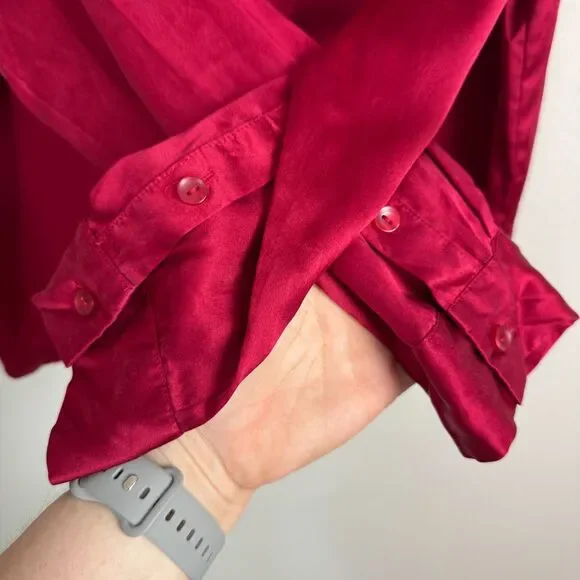 Vintage Norton McNaughton Red Silk Blouse Size 12 - Picture 4 of 8